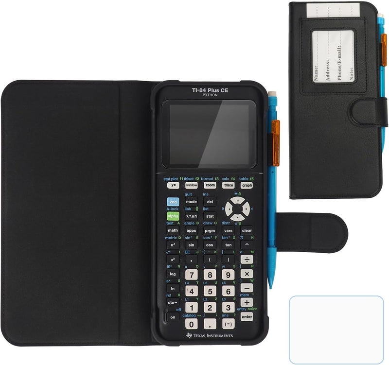 YouKnow PU Leather Protective Case for Texas Instruments TI-84 Plus CE Color Graphing Calculator with ID Card Slot (Only Case) (Black) - Image 1